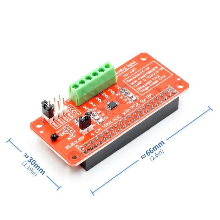 4 CH 16bit ADC With PGA For RPI V1.03